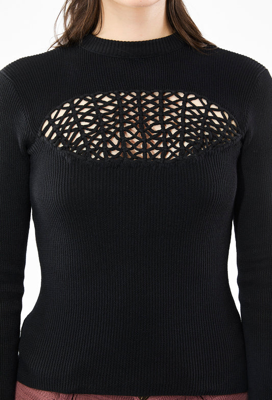 Black Lorraine High Neck Top