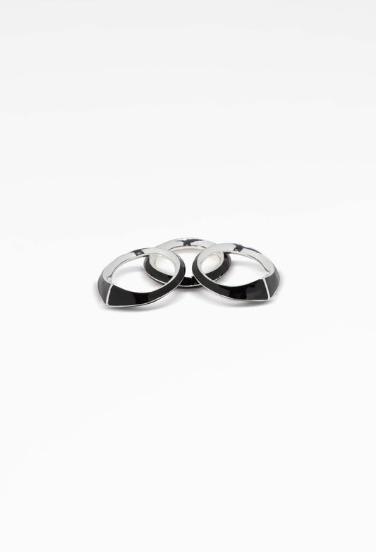 SWEETLIMEJUICE - Black Enamel Trio Ring Set
