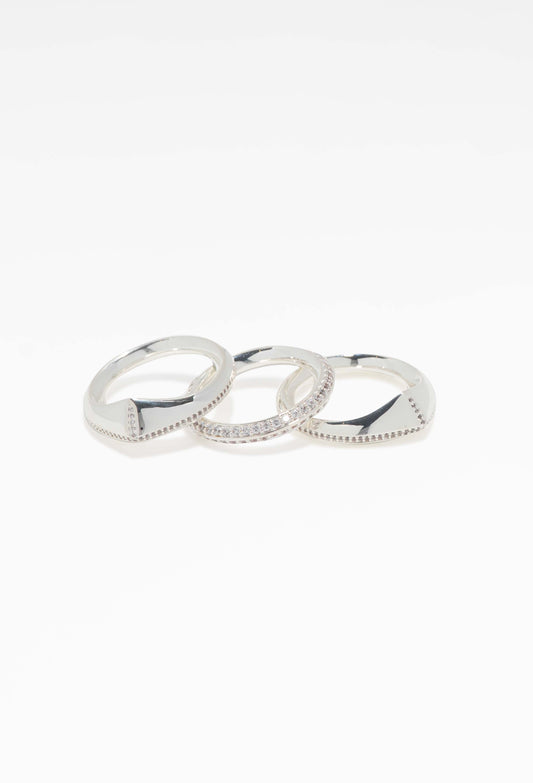 SWEETLIMEJUICE - Pavé Edge Trio Ring Set