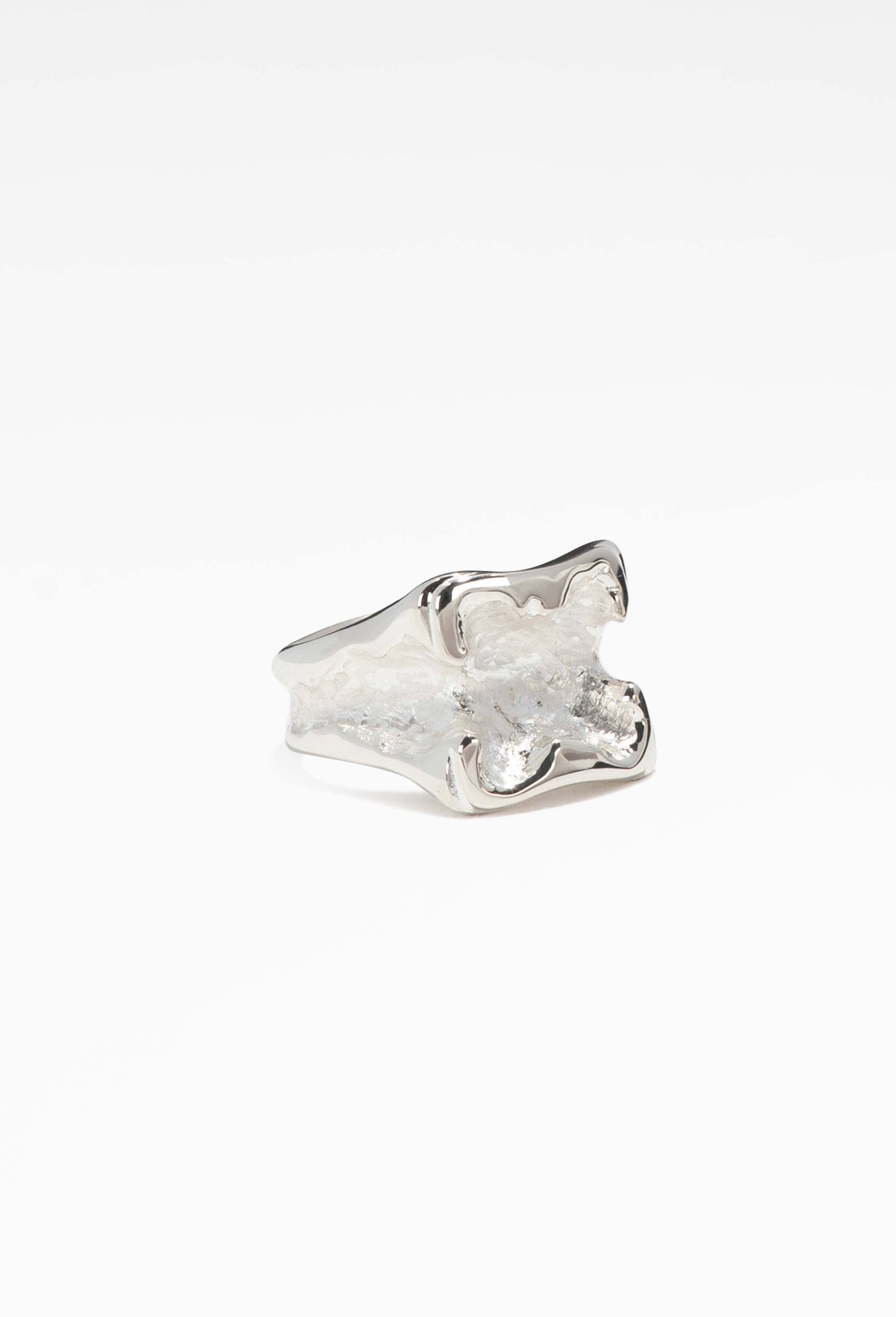 SWEETLIMEJUICE - Snap Square Signet Ring, rough translucent crystal center, distressed texture.