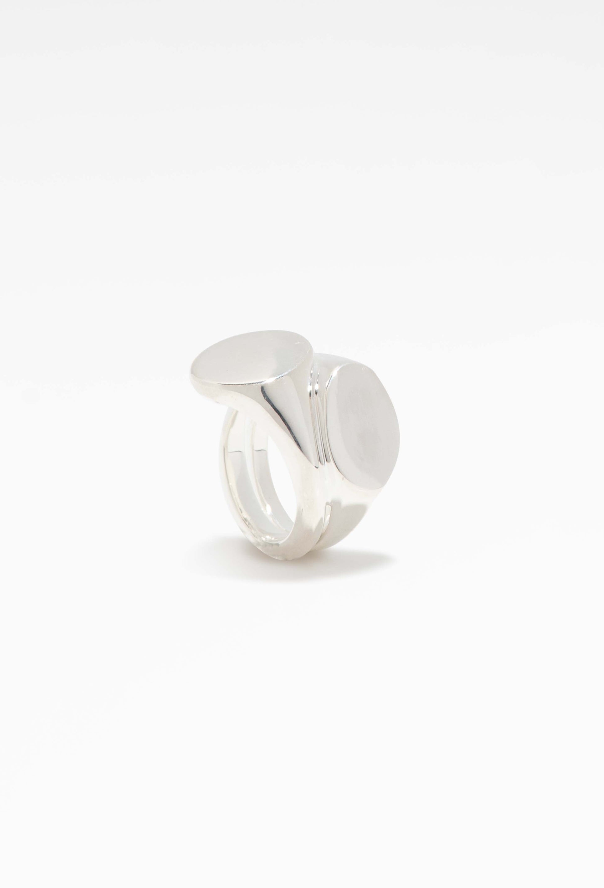 SWEETLIMEJUICE - Chunky Silver Stacked Signet Ring