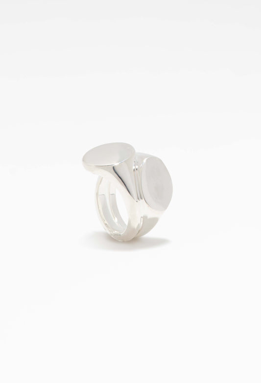 SWEETLIMEJUICE - Chunky Silver Stacked Signet Ring