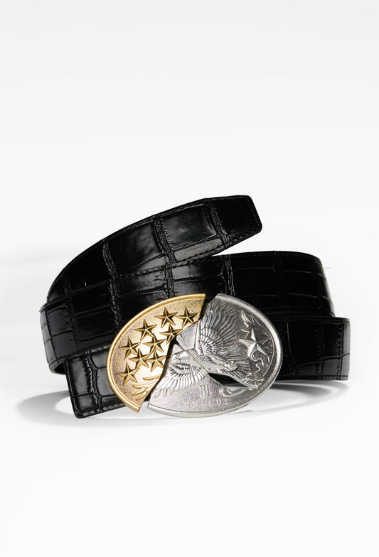 Alligator Cracked Vintage Heroism Buckle Belt