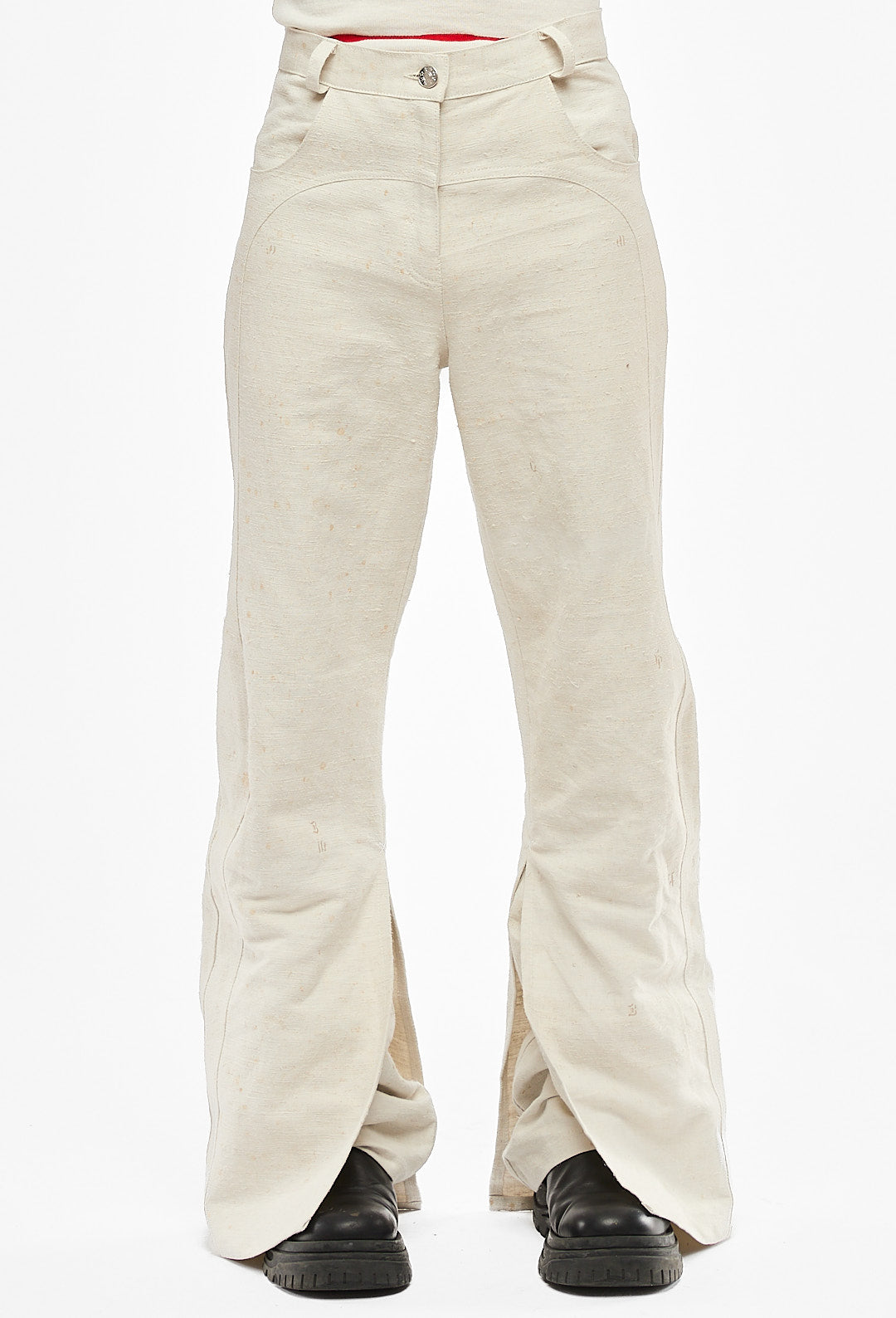 Beige Antique Letter Pants