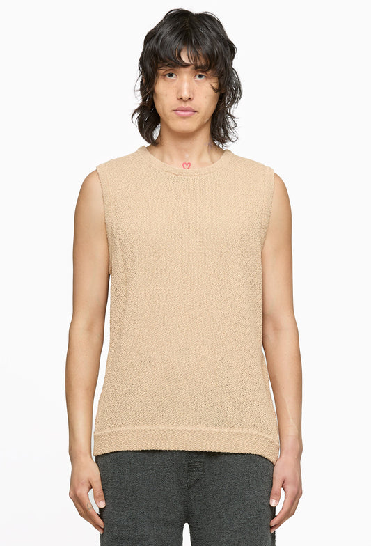 Beige Bib Sleveless T-Shirt