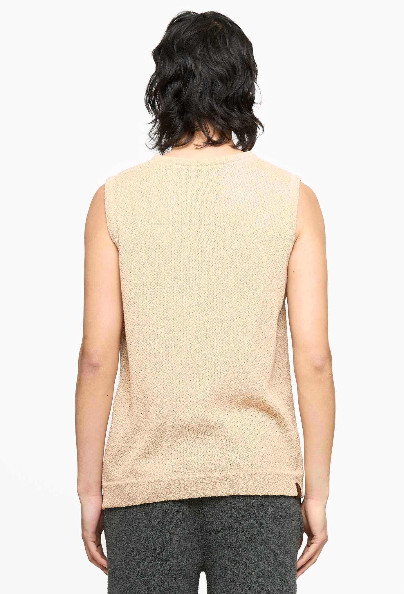 Beige Bib Sleveless T-Shirt
