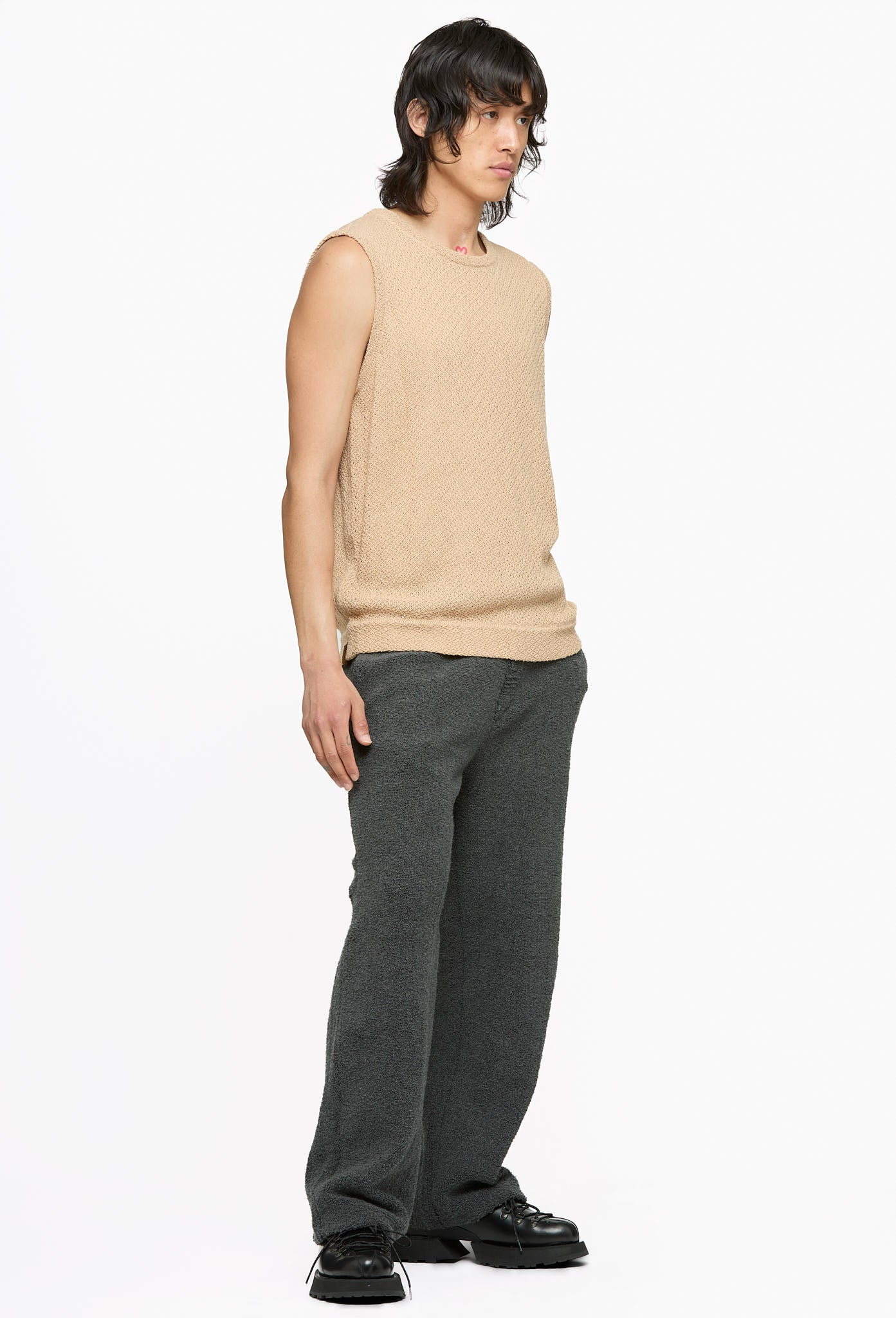 Beige Bib Sleveless T-Shirt