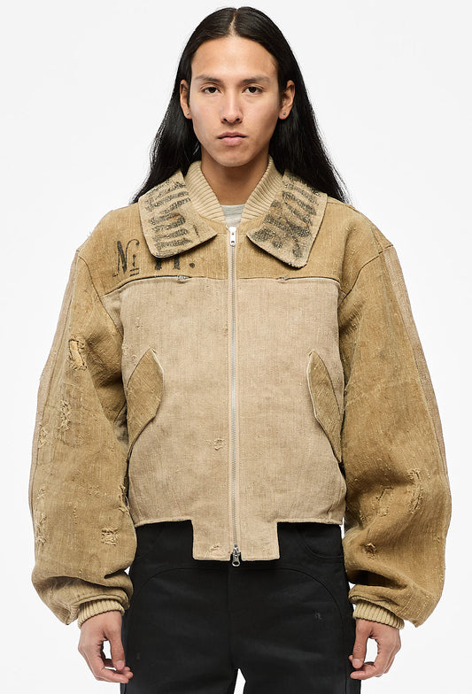 Beige Double Collar Bomber (101 Line)