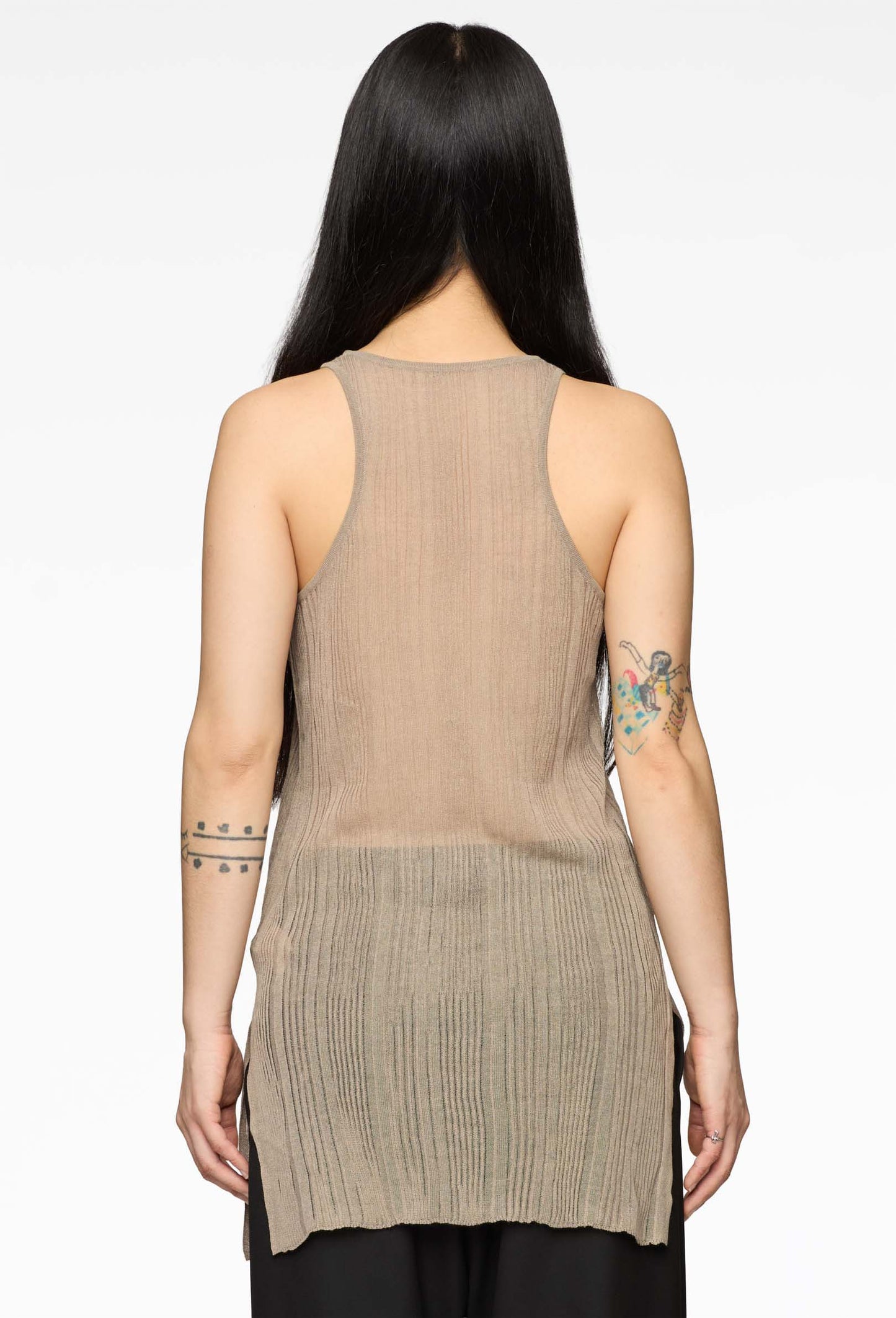 Beige Knit Slim Vest