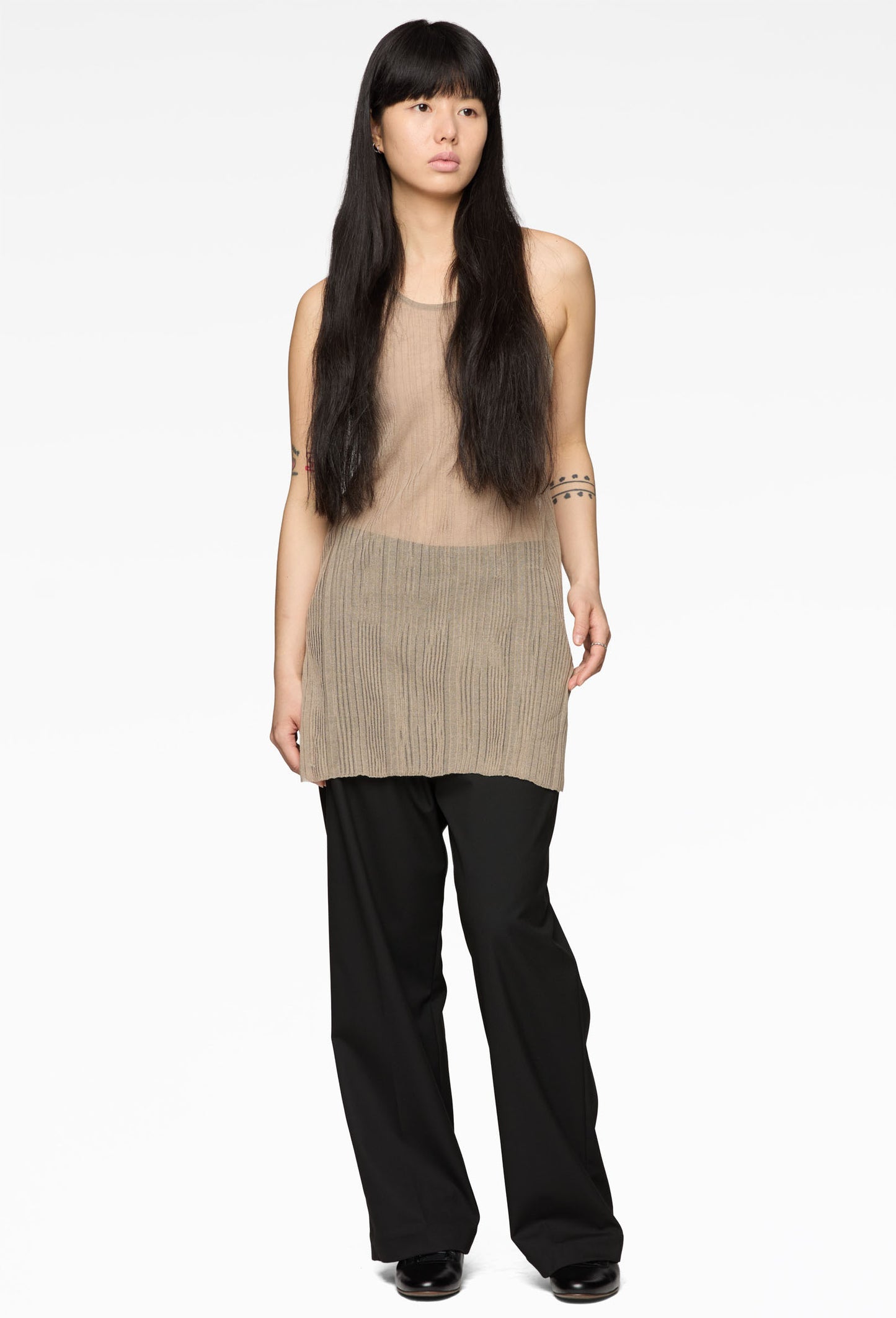 Beige Knit Slim Vest