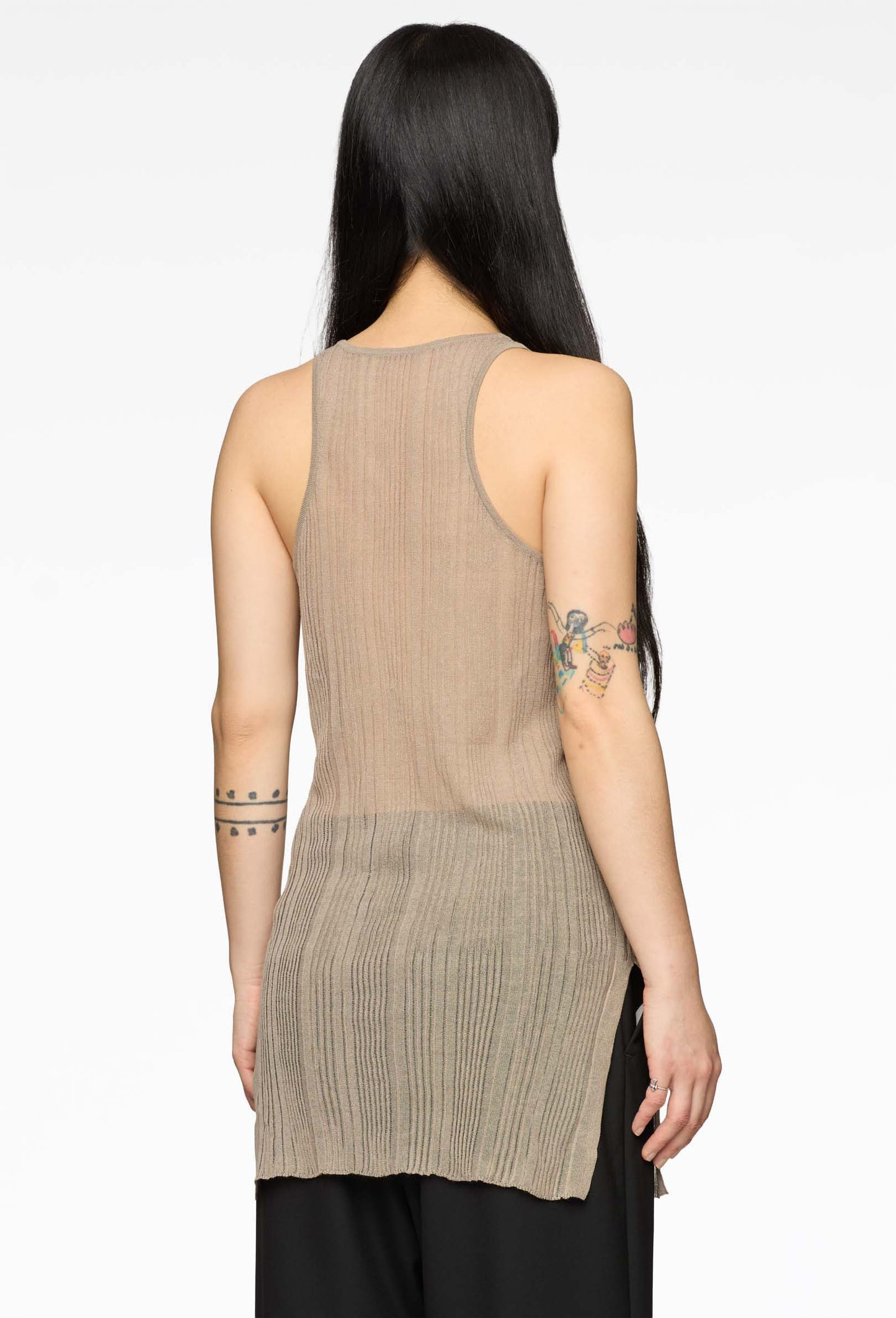 Beige Knit Slim Vest