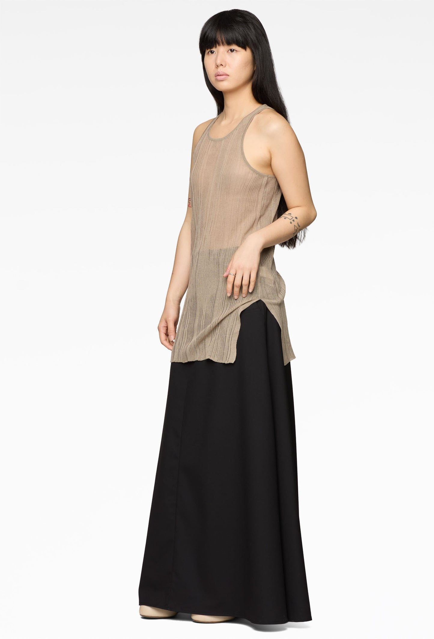 Beige Knit Slim Vest