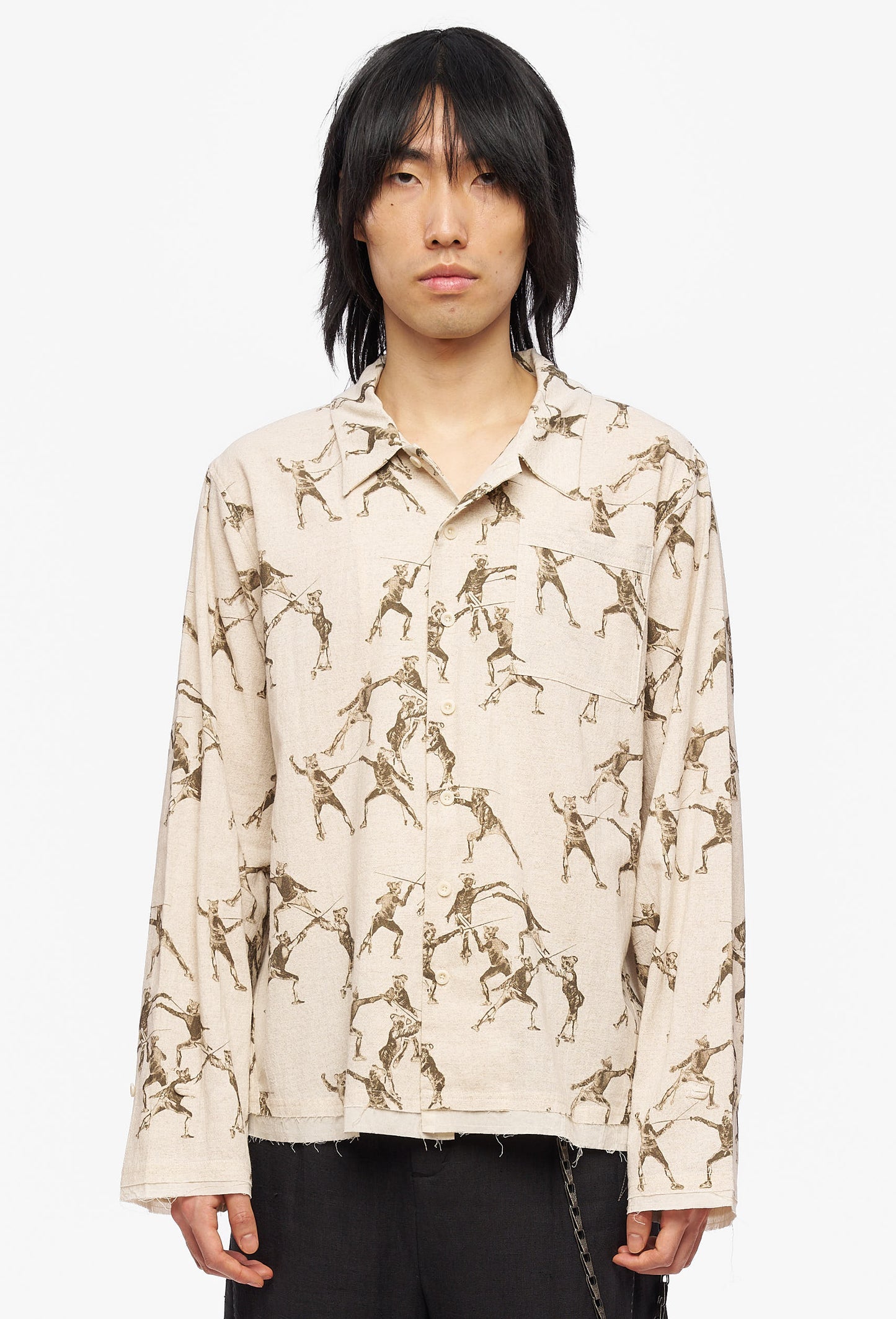 Beige Seasonal Print Shirt