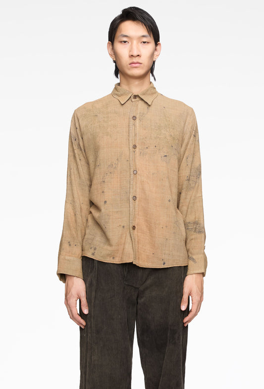 Beige Silk Welt Shirt