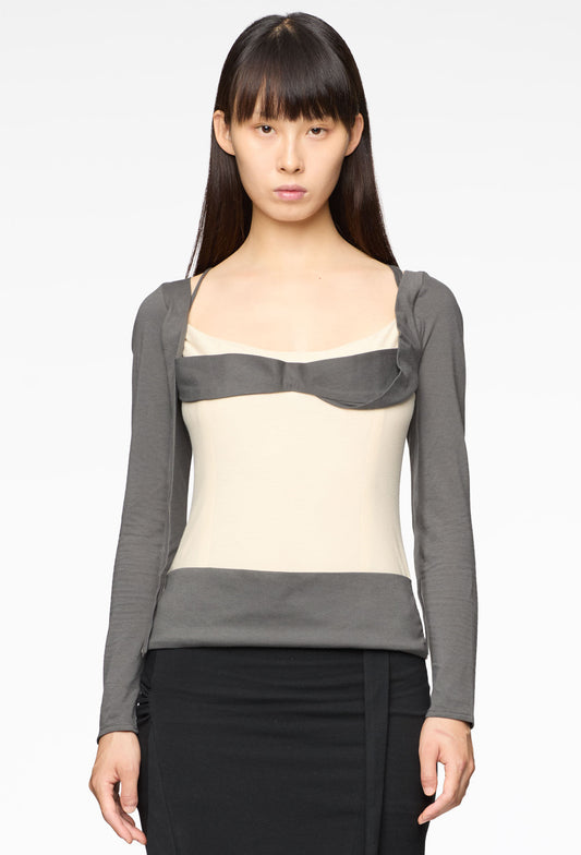 Bianco Long Sleeves Grey Top