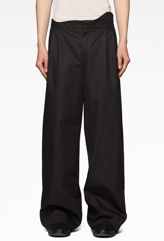 Black Asymmetric Waistband Pants