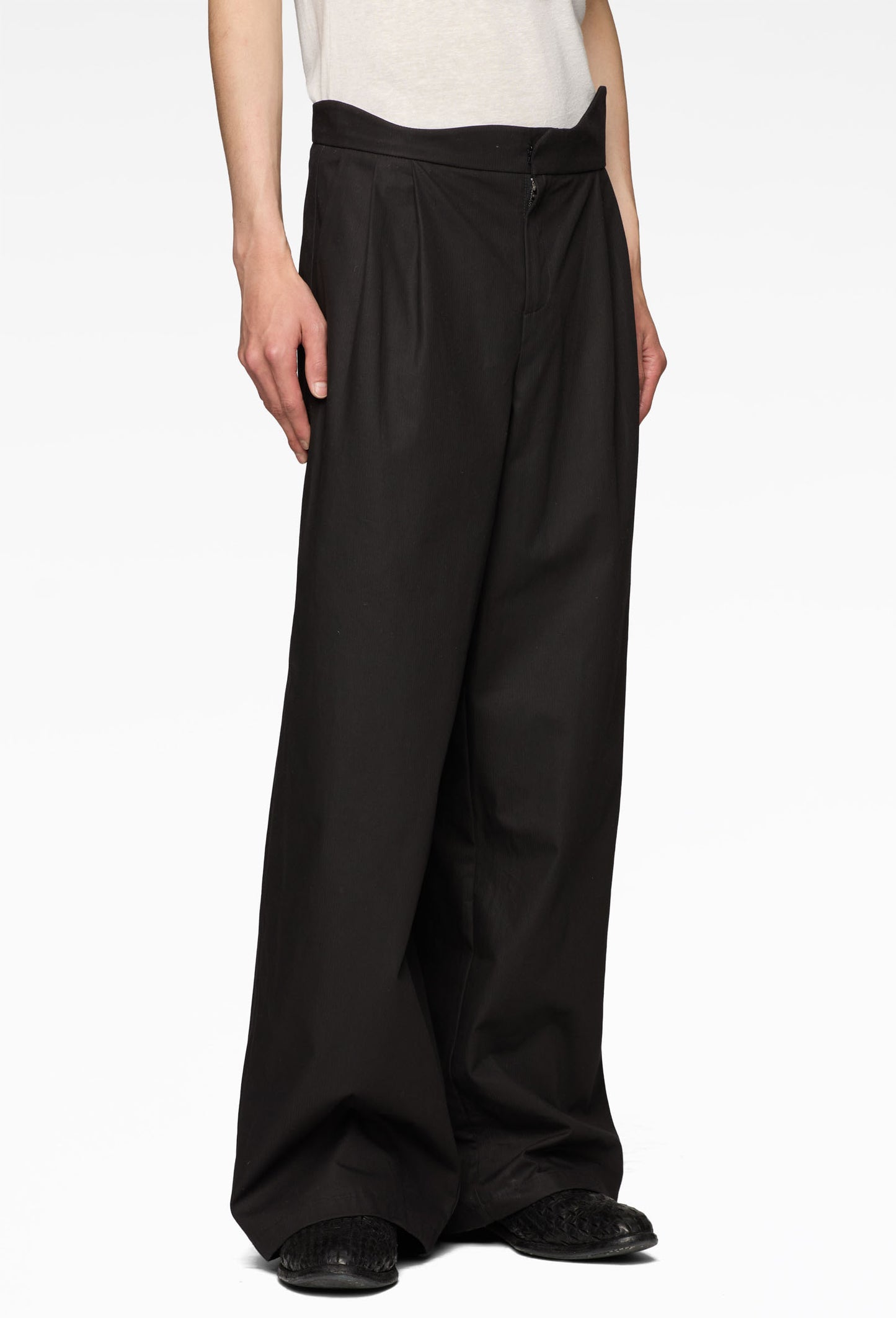 Black Asymmetric Waistband Pants