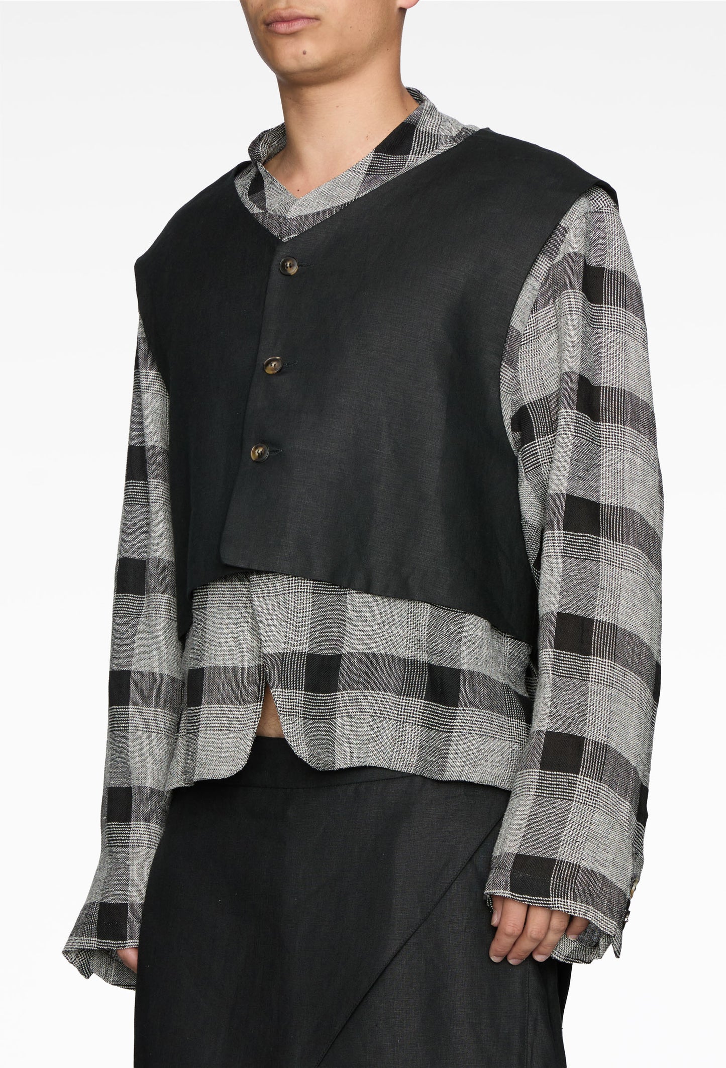 Black Check Wrapped Jacket