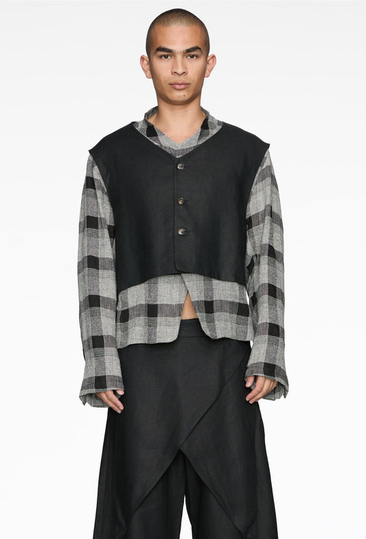 Black Check Wrapped Jacket