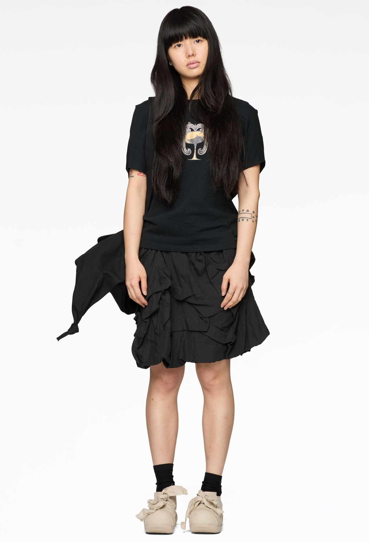 Black Crumple Skirt
