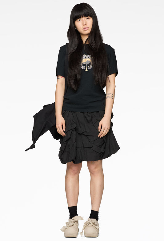 Black Crumple Skirt