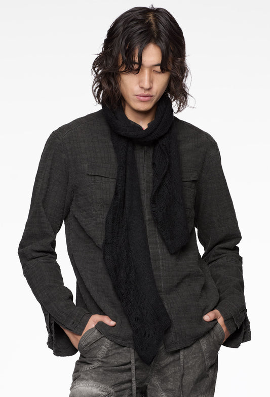 Black Distressed Alpaca Scarf