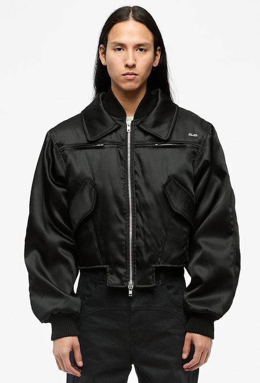 Black Double Collar Bomber