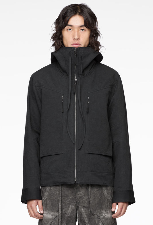 Black Double Front Hood Parka