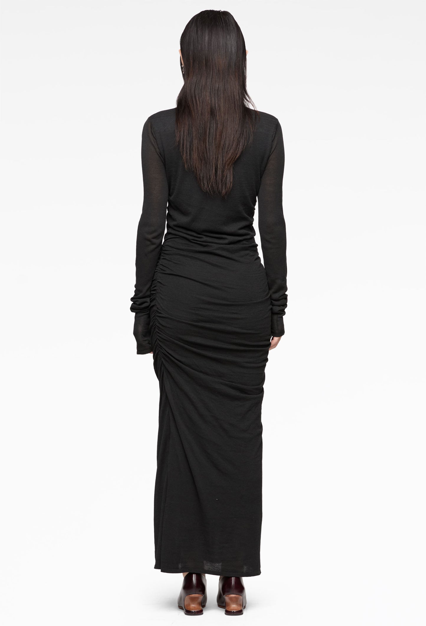 Black Gathered Knit Dress