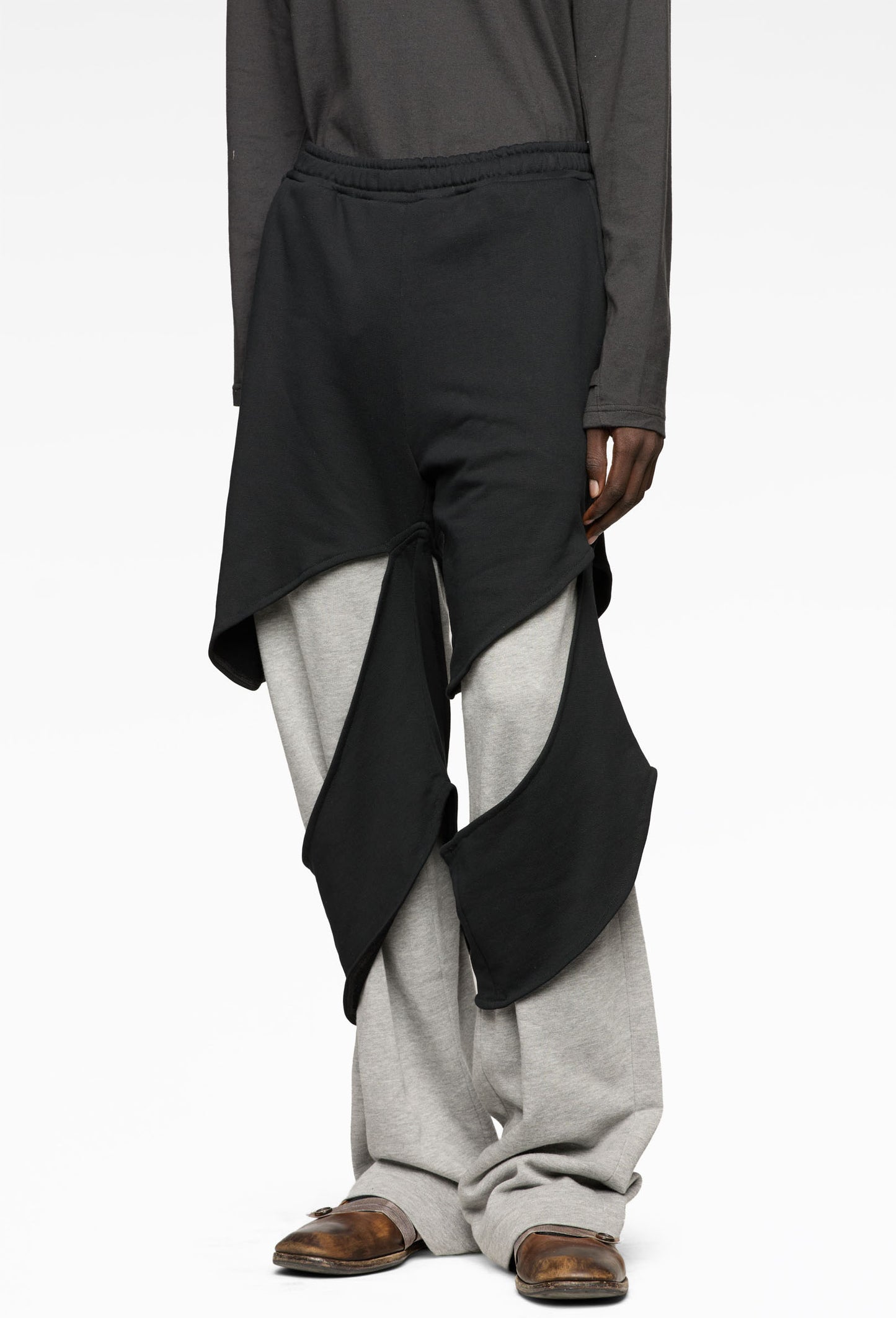 Black-Jersey Entangled Trackpants