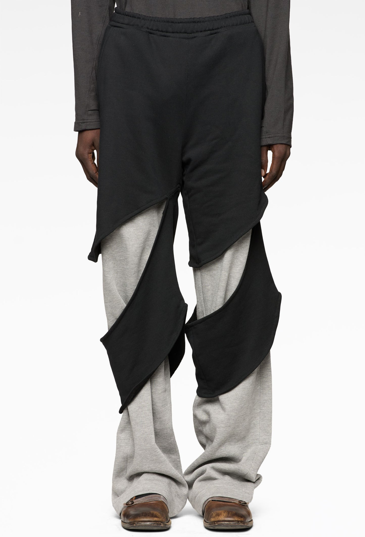 Black-Jersey Entangled Trackpants