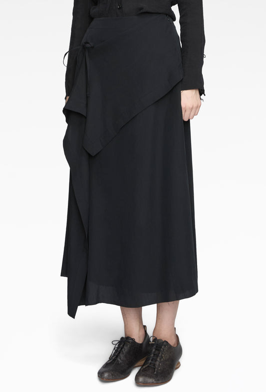 Black Layered Raw-Edge Skirt
