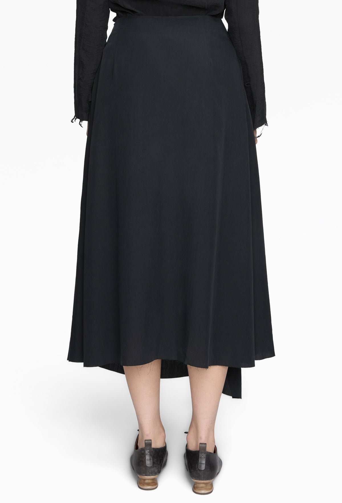 Black Layered Raw-Edge Skirt