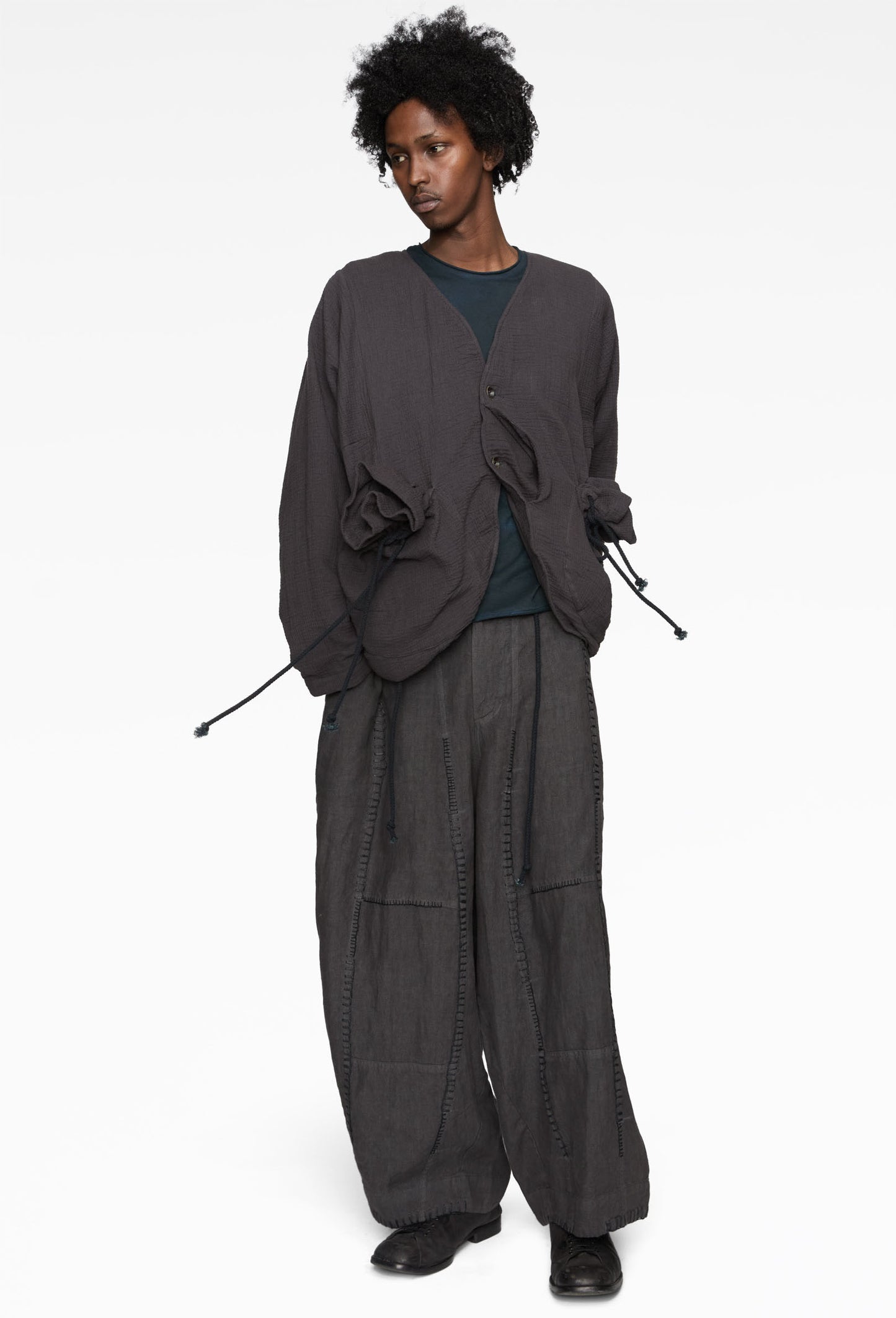 Black Linen Fisherman Pant