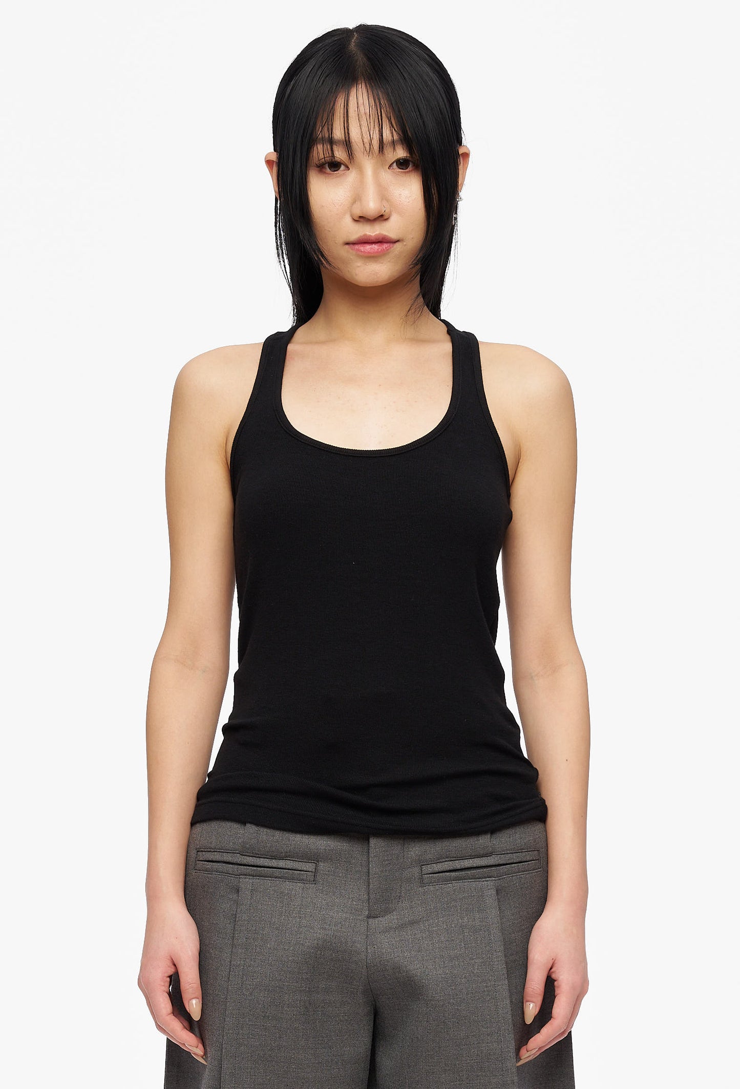 Black Loose Ribbed Cover Up Vest