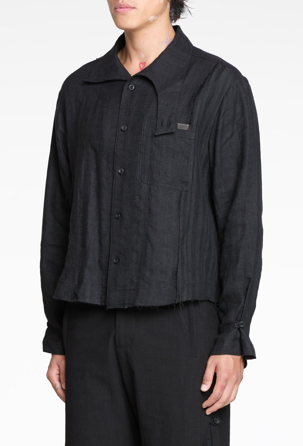 Black Modular Collar Work Shirt