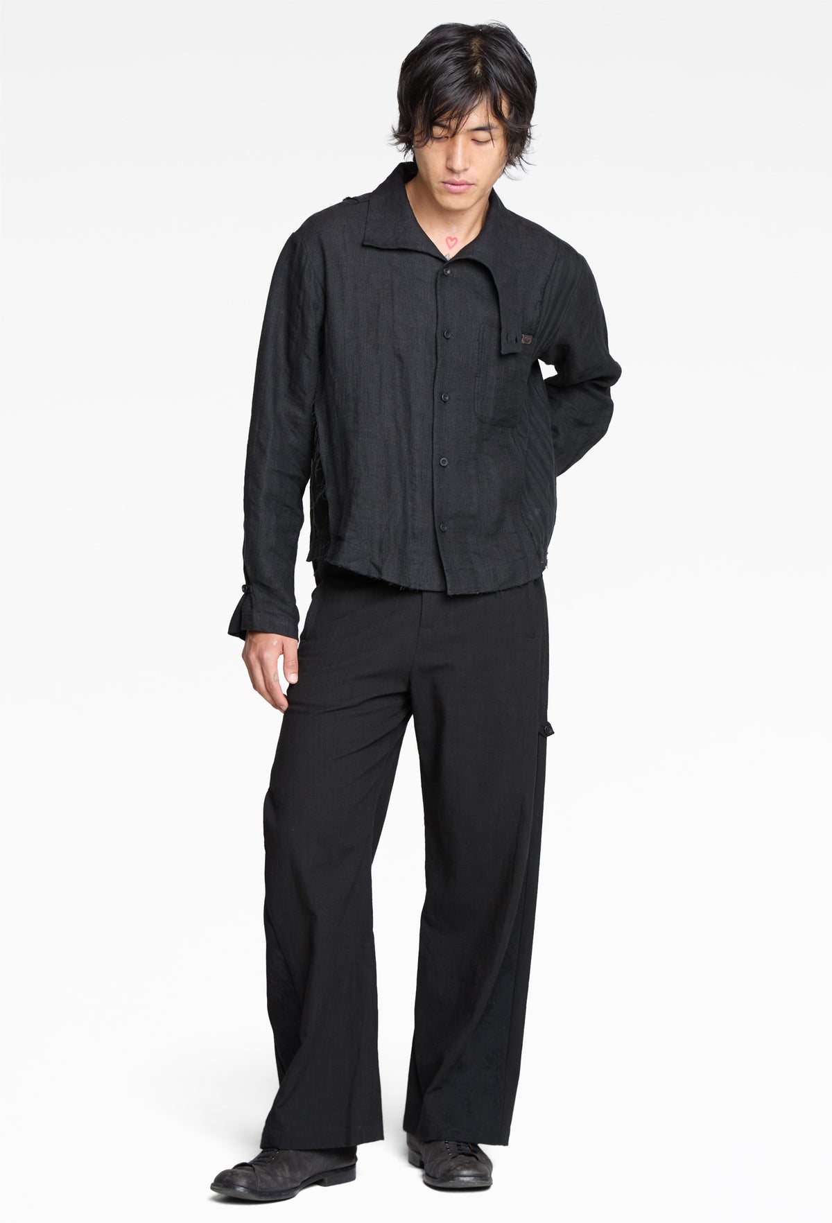 Black Modular Collar Work Shirt