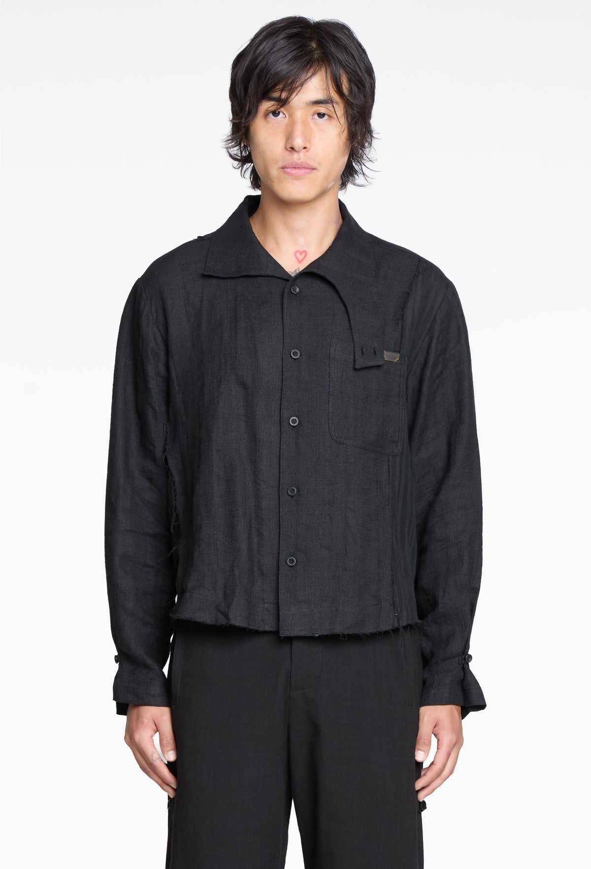 Black Modular Collar Work Shirt