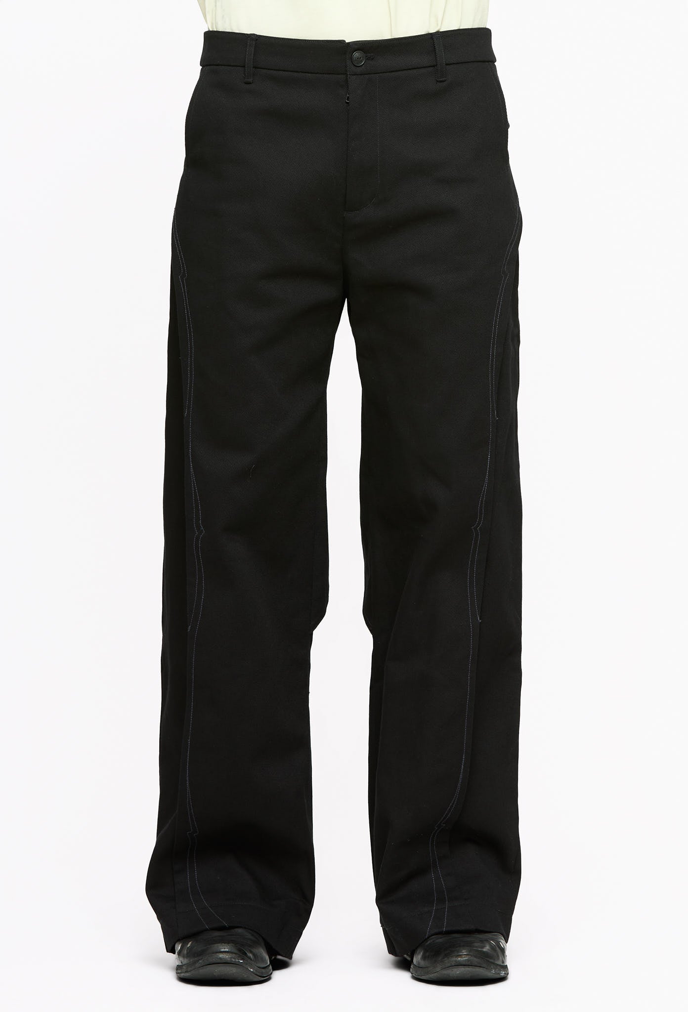 Black Paneled Wide Denim