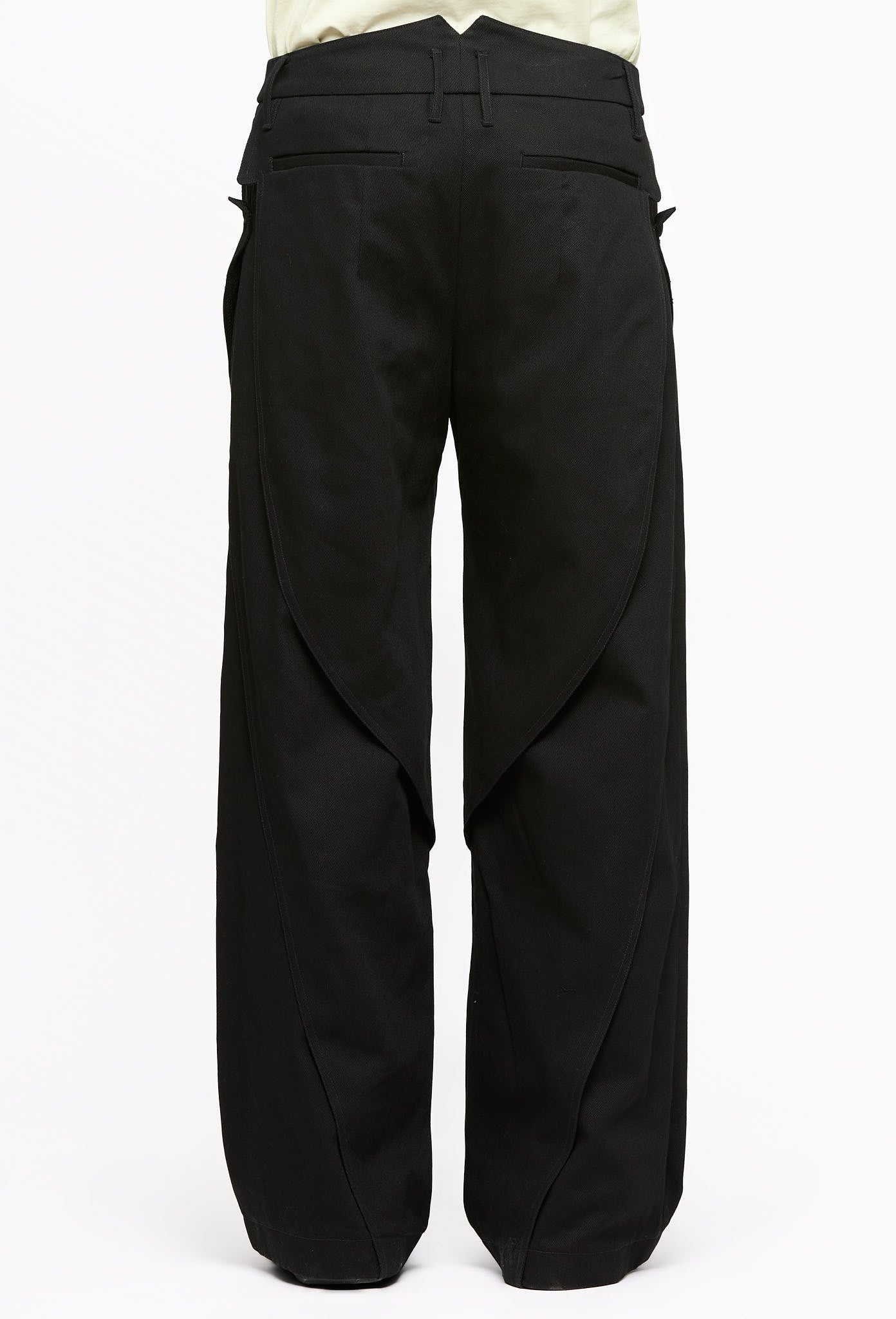 Black Paneled Wide Denim