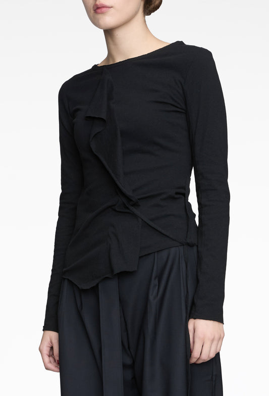 Black Petal Drape Top