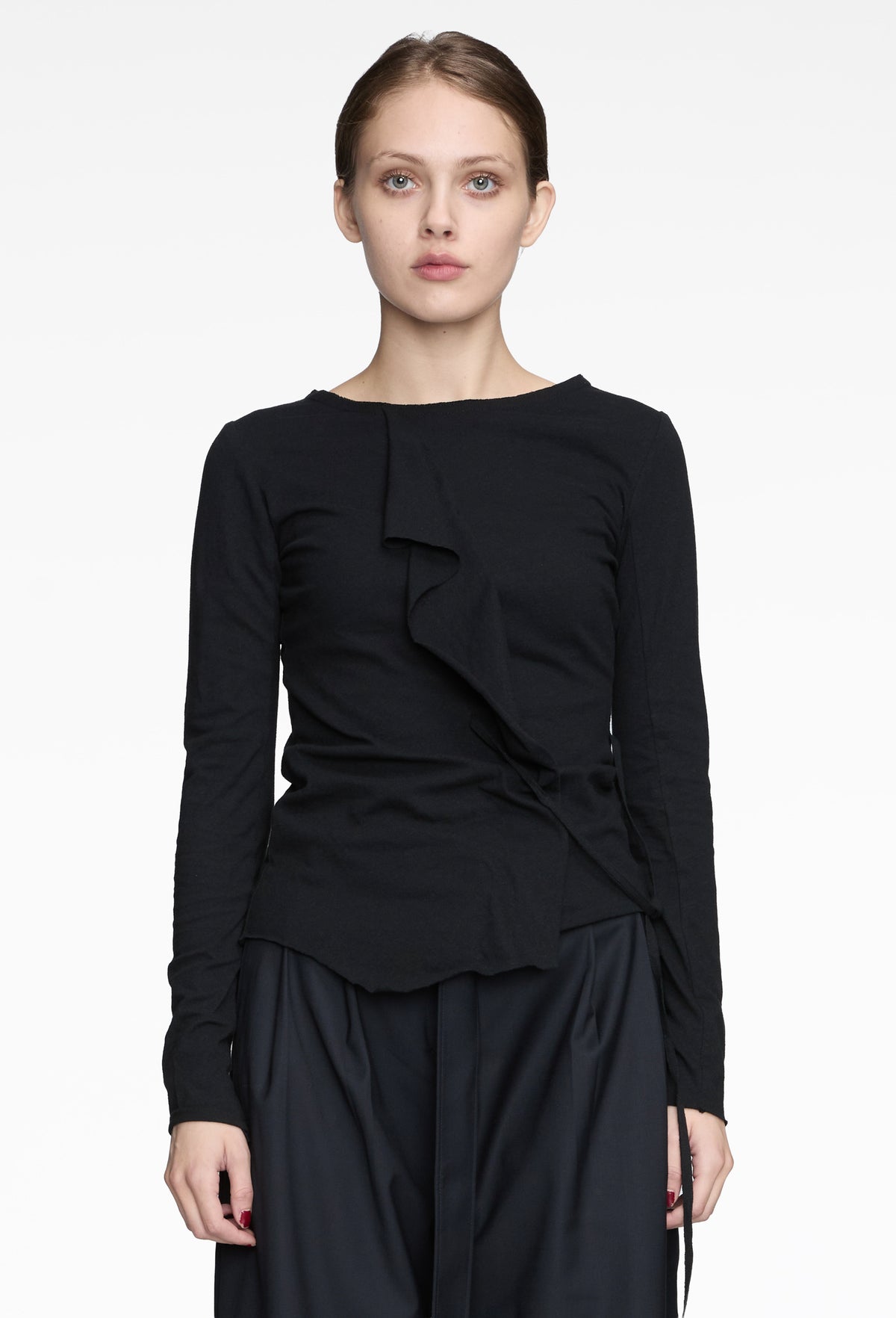 Black Petal Drape Top