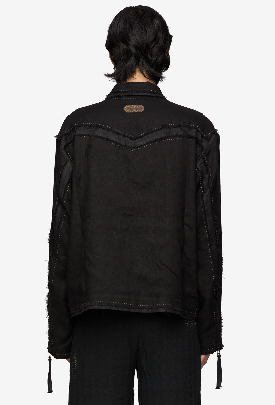 Black Prick Stitch Layered Jacket