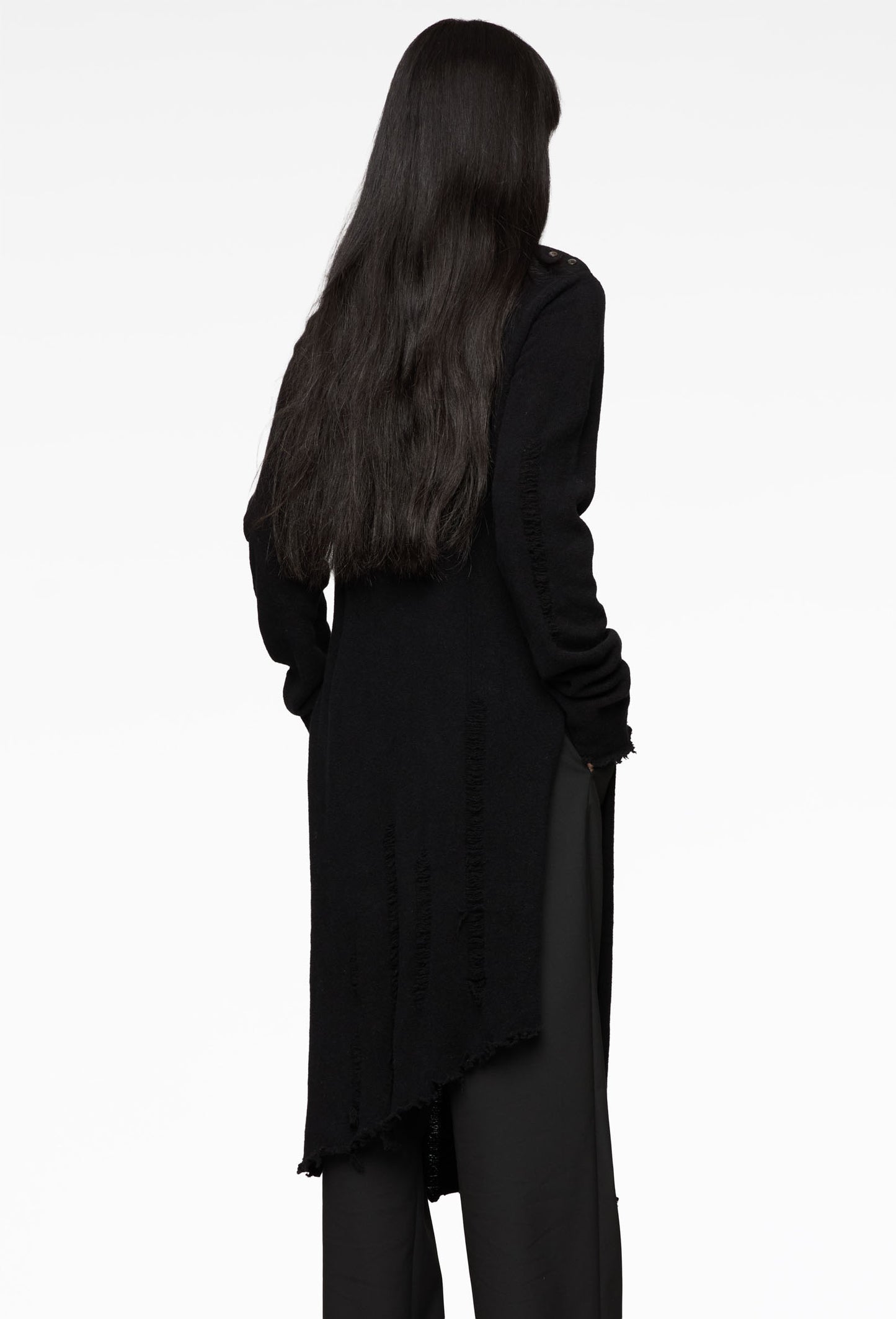 Black Raw-Edge Turtleneck Sweater