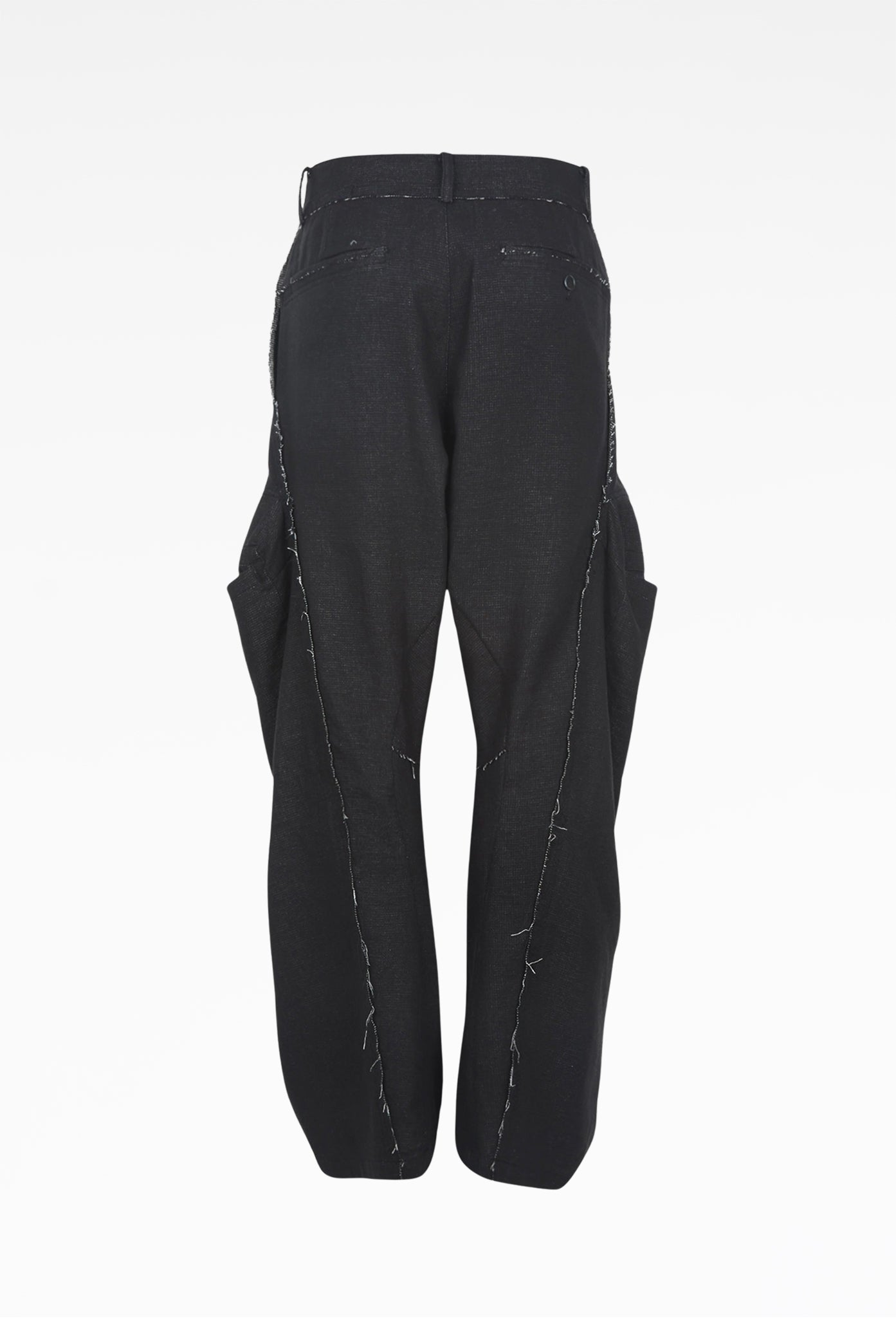 Black Raw Edged 3D Pocket Trousers