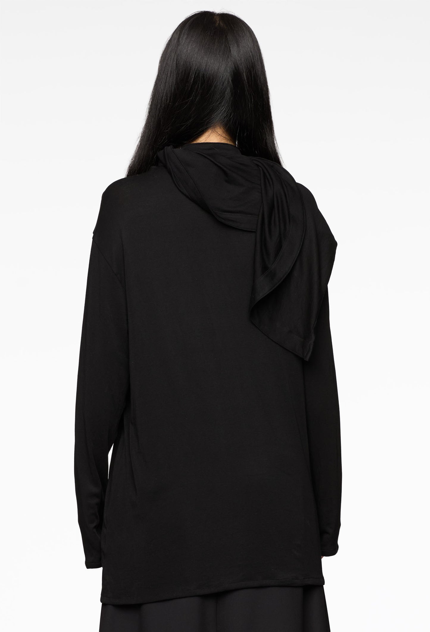 Black Scarf Jersey Top