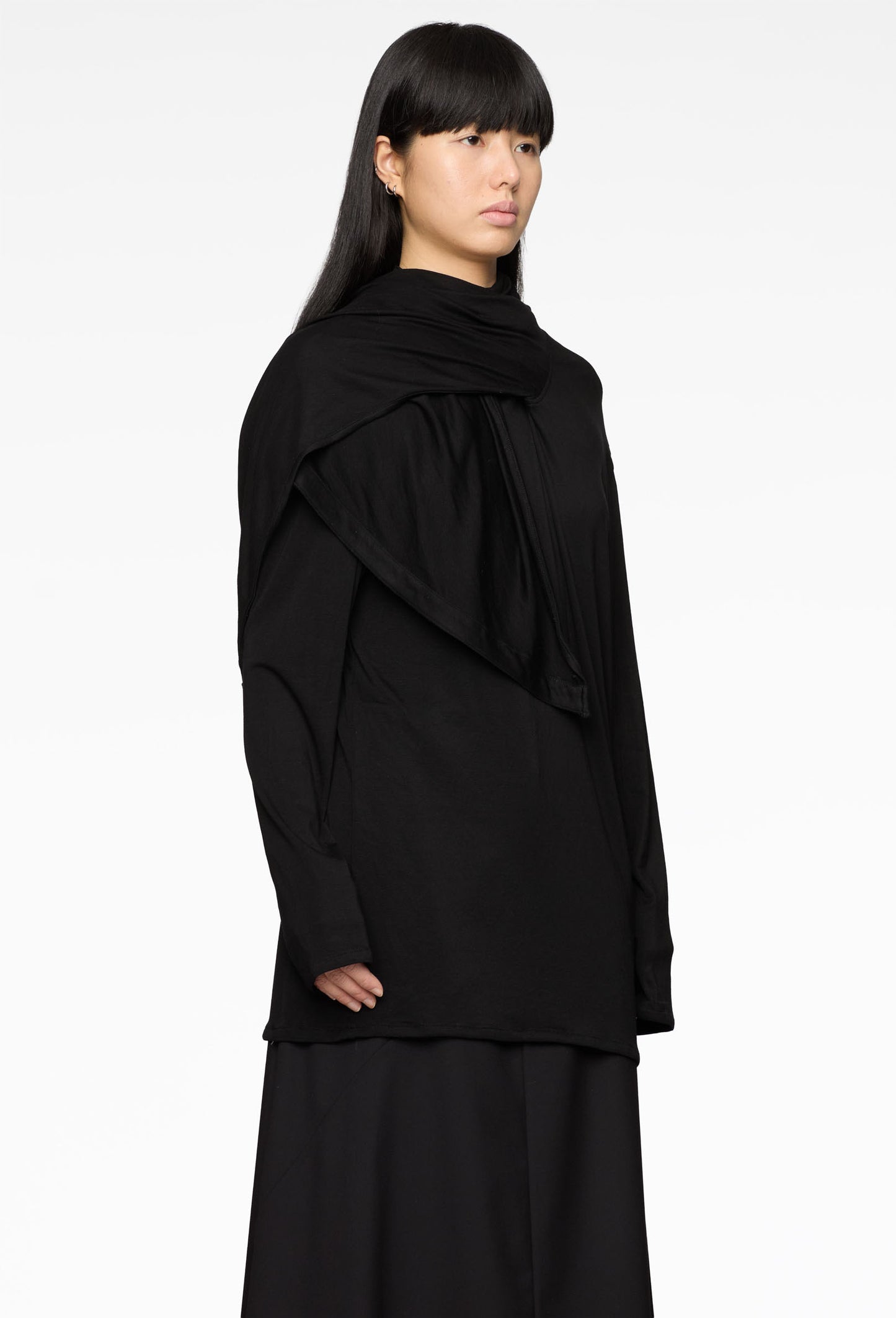 Black Scarf Jersey Top