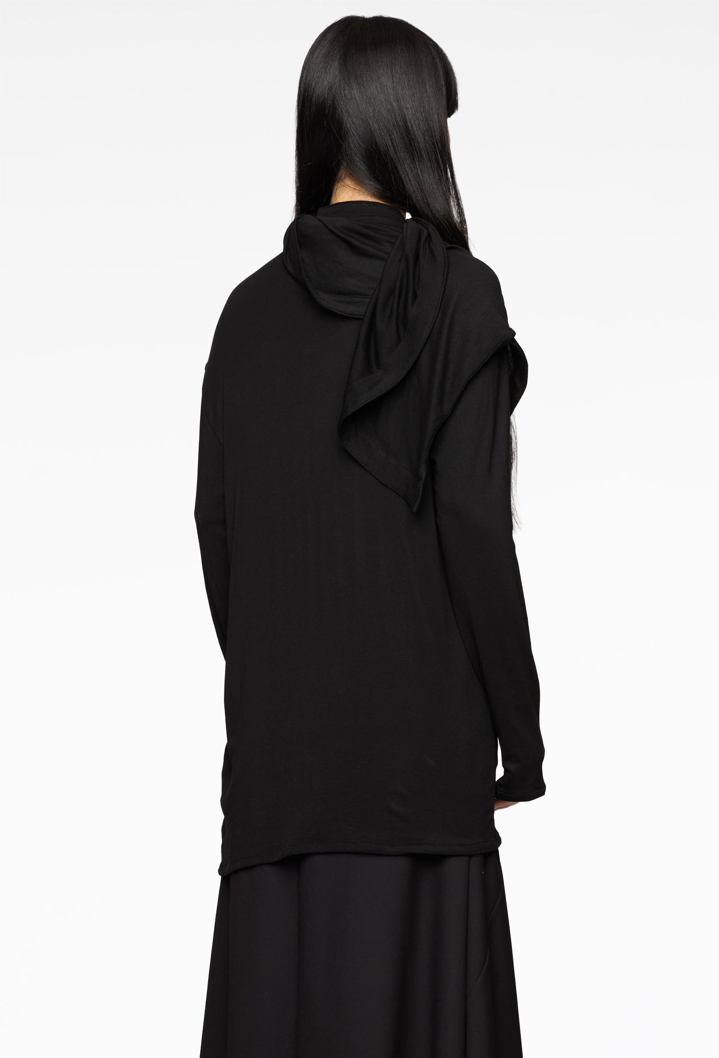 Black Scarf Jersey Top