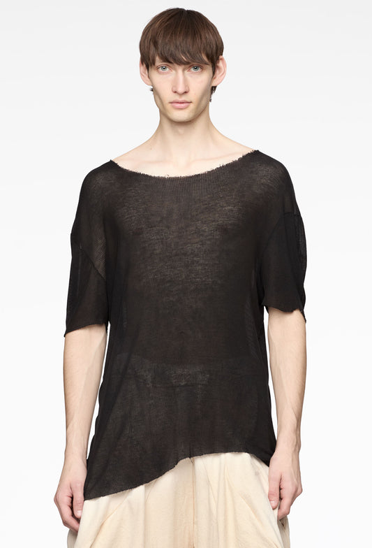 Black Single Layer T-Shirt Sheer