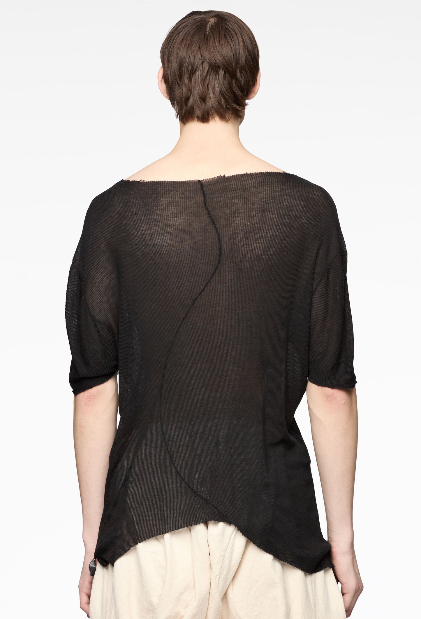 Black Single Layer T-Shirt Sheer
